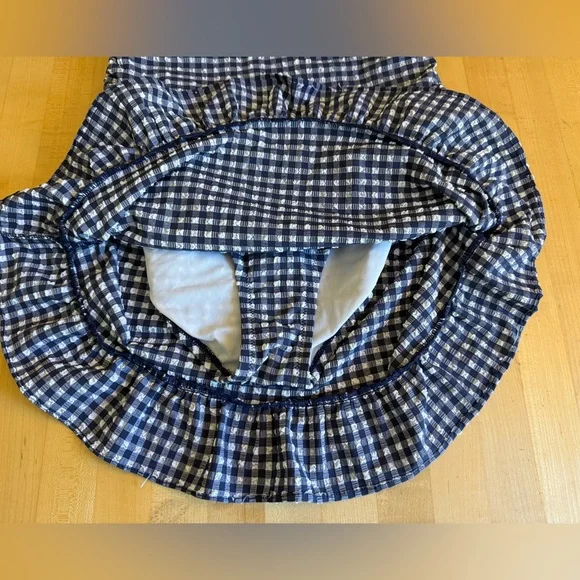J. Crew ๐๏ธ Blue & White Gingham Retro Style beach swimsuit bathing suit skirt 6 - Picture 6 of 12
